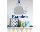 Personalized Name Decal With Whale-Nursery Wall Decor Vinyl Wall Decal Whale Decal Baby Shower Gift